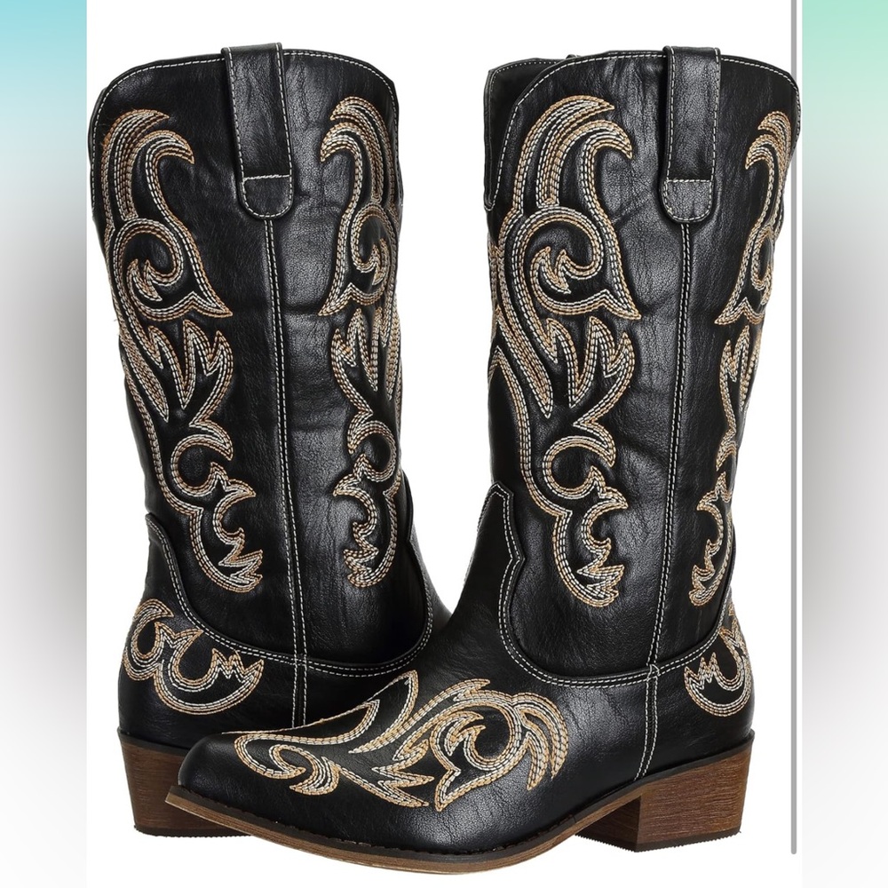 Black Western Embroidered Boots